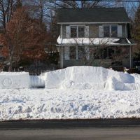 Fallen AT-AT snow fort