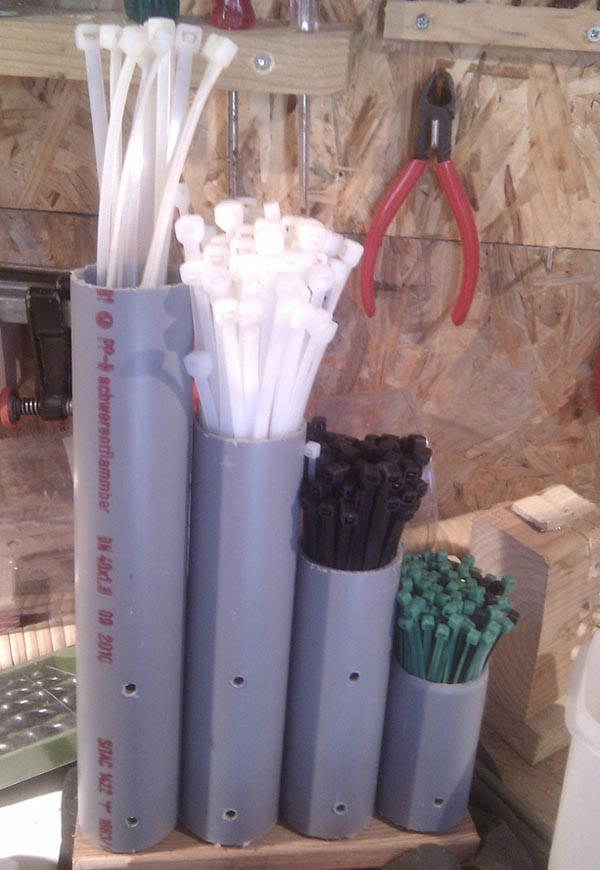 clever cable tie organizer made from pvc pipe make: