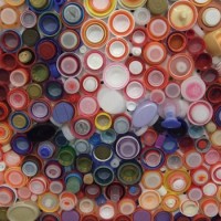 Nested Plastic Bottle Caps Give Mosaic Rich Color Palette