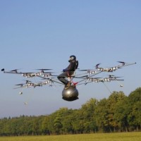 Man Flies in Electric Multi-copter