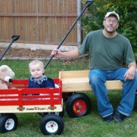 Dad and Kid Wooden Wagons