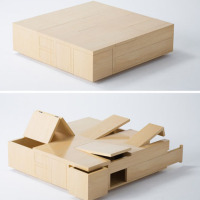 Plywood Table is All Secret Compartment