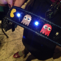 Beaded eTextile Pac-Man Cuff