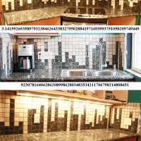 Kitchen Backsplash Counts out 159 Digits of Pi