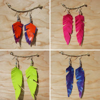 How-To: Neon Duct Tape Feather Earrings