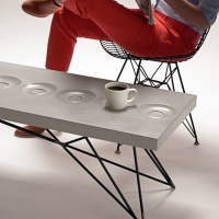 Concrete Coffee Table with Cast-in Saucers