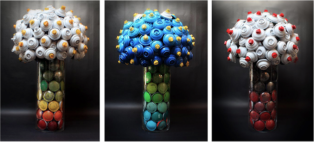 Floral Sculptures Made From Spray Paint Cans