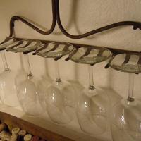 Repurposed Rake Wine Glass Rack