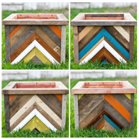 Recycled Wood Chevron Planter