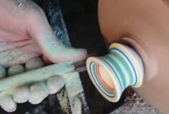 Turning a Jawbreaker on a Lathe to Make a Shot Glass