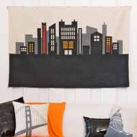 How-To: Cityscape Stenciled Canvas Wall Art