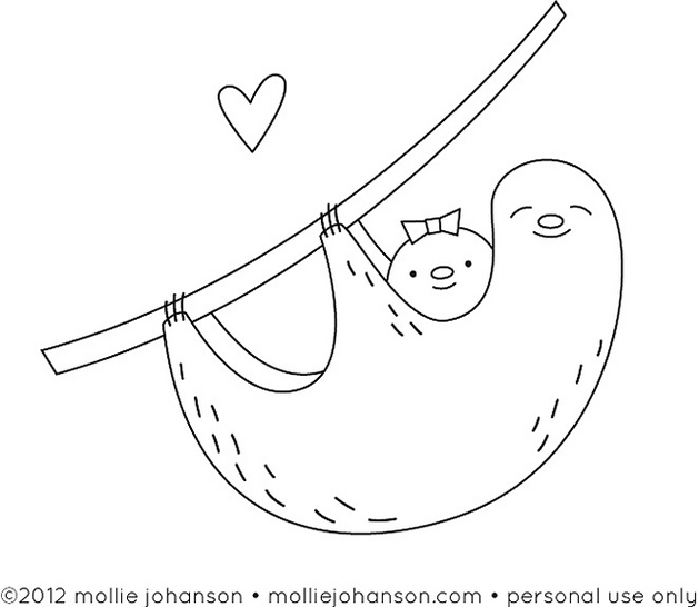 Download Downloadable Mama And Baby Sloth Embroidery Pattern | Make: