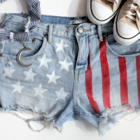 American Flag Jean Shorts