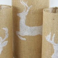 Stenciled Burlap Candle Holders