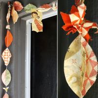 Coffee Stained Paper & Fabric Garland