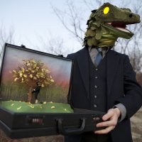 Business Lizard with Briefcase Diorama