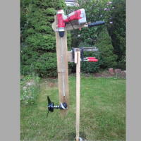 Wooden Outboard Motor Powered by a Cordless Drill