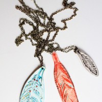 How-To: Oven Bake Clay Feather Necklaces