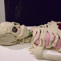 Crocheted Skeleton Sculpture With Organs