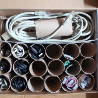 Organize Cables with Toilet Paper Tubes