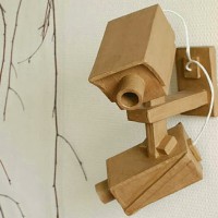 Survielance Camera Sculptures from Salvaged Cardboard