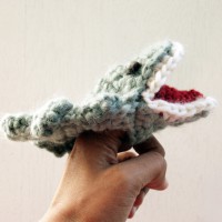 Crocheted Crocodile Finger Puppet