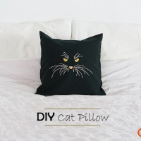 How-To: Embroidered Cat Pillow