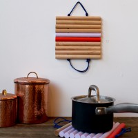 How-To: Color Block Leather and Wood Trivets