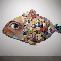 Fish Sculpture from Salvaged Skateboard Decks