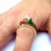 Laser-Cut Wooden Landscape Rings