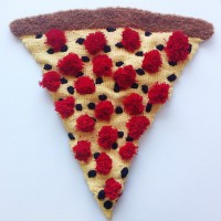 Pepperoni and Olive Pizza Slice Textile Sculpture