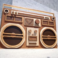 Wooden Boombox Sculpture