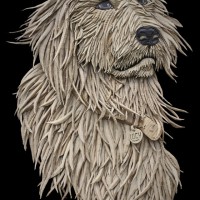 Portrait of a Dog Made From Salvaged Cardboard