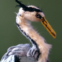 Great Blue Heron Sculpture From Salvaged Fabric