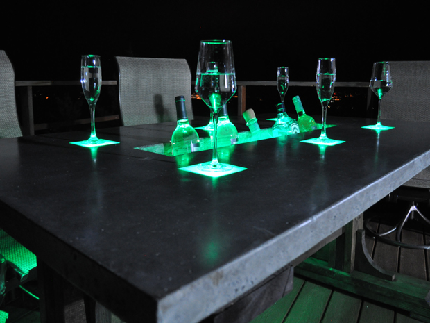 LED Concrete Patio Table with Built-in Beverage Cooler