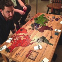 Risk Board Game Carved into a Coffee Table