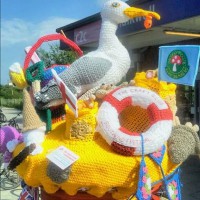 Seaside Postbox Yarn Bomb