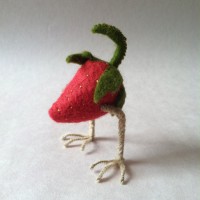 Little Felt Strawberry Bird Creatures