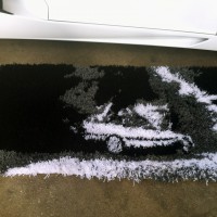 Latch-Hooked “Car On Fire” Rug