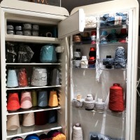 Refrigerator Repurposed as Yarn Storage