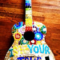 Guitar Customized With A Mosaic of Cindy Lauper Lyrics