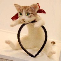 Homemade Felted Cat Headband