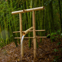 Make a Bamboo Water Fountain to Frighten Critters from Your Garden