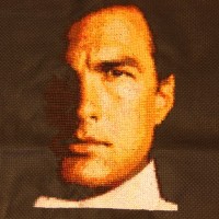 Steven Seagal Captured in Cross Stitched Embroidery Portrait