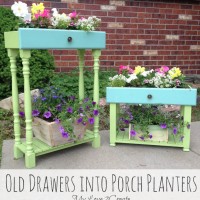 Repurposed Drawers into Porch Planter Boxes