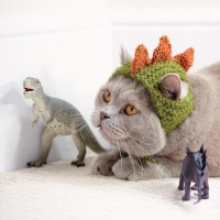 Cats in Hats: Knit a Dinosaur Hat or Crochet a Fox Hat for Your Kitty