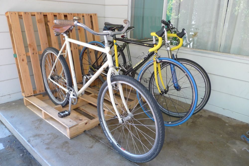 wooden bike storage rack