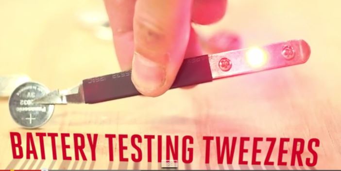 Test Coin Cell Batteries with DIY LED Tweezers