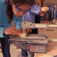 Cutting, Drilling, Sanding, and Printing with Dremel at Maker Faire