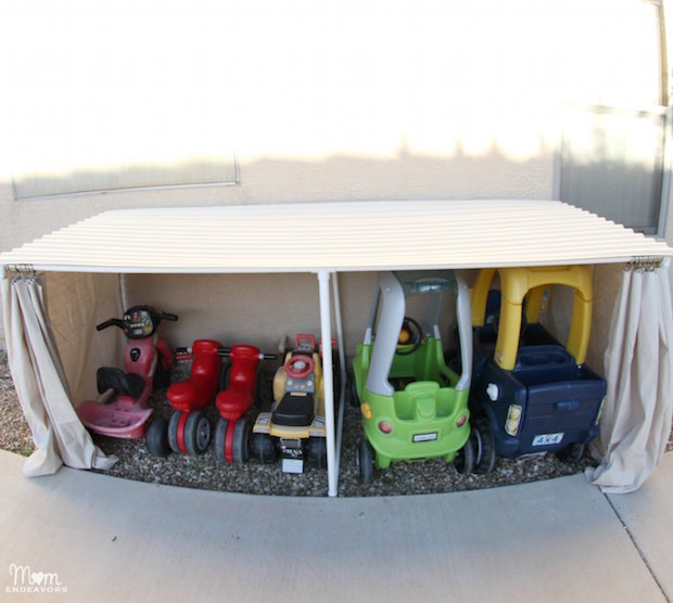 Outdoor Organization: Covered Toy Car and Bike Parking 